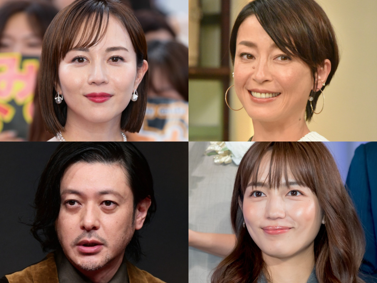 (左上から時計回りで)比嘉愛未、宮沢りえ、川口春奈、オダギリジョー
