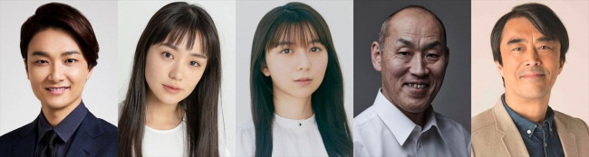 舞台『大地の子』に出演する(左から)井上芳雄、奈緒、上白石萌歌、山西惇、益岡徹