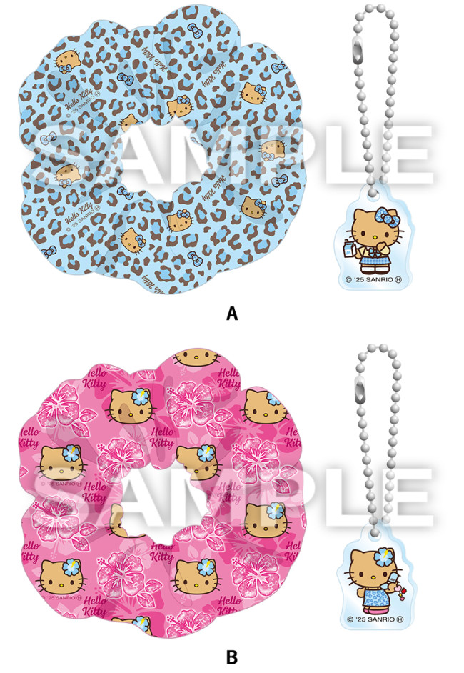 日焼けキティ ソックス & シュシュ・アクリルチャームセット お値下げ中❗️キティ日焼けギャル折りたたみ鏡シュシュ