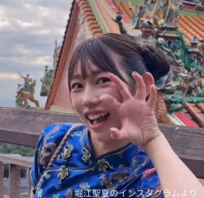 台湾でチャイナドレス姿を披露した堀江聖夏 ※「堀江聖夏」インスタグラム