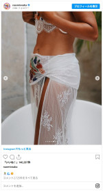 フルーツ刺繍がかわいいレースのセットアップ姿　※「大坂なおみ」インスタグラム