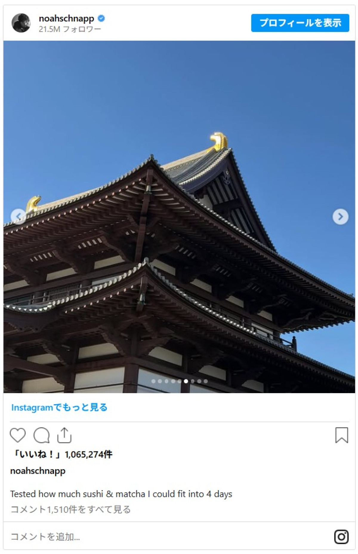 東京タワーに明治神宮＆グルメも　『ストレンジャー・シングス』ノア・シュナップ、来日思い出フォト投稿