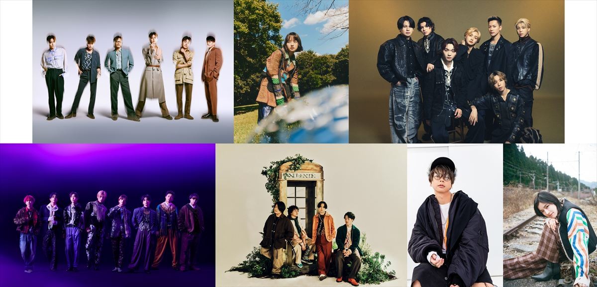 2月10日放送の『CDTVライブ！ライブ！』2時間半スペシャルに出演する（上段左から）GENERATIONS、TOMOO、BE：FIRST（下段左から）FANTASTICS、マカロニえんぴつ、増田貴久、milet