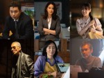 ドラマ『幸せカナコの殺し屋生活』に出演する（上段左から）矢本悠馬、山崎紘菜、菅井友香（下段左から）菅田俊、木村多江、渡部篤郎
