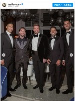 （左から）ルイス・アルベルト・スアレス、リオネル・メッシ、デヴィッド・ベッカム、ジョルディ・アルバ、セルヒオ・ブスケツ・ブルゴス　※「デヴィッド・ベッカム」インスタグラム