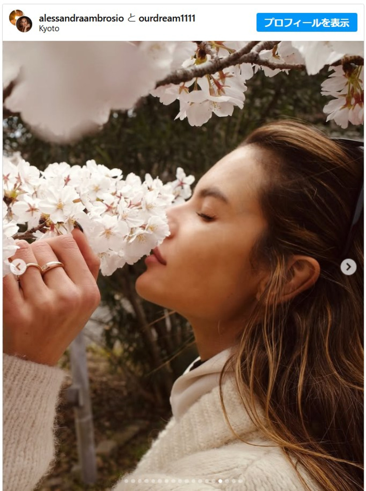 京都・奈良を訪れた様子 ※「アレッサンドラ・アンブロジオ」インスタグラム