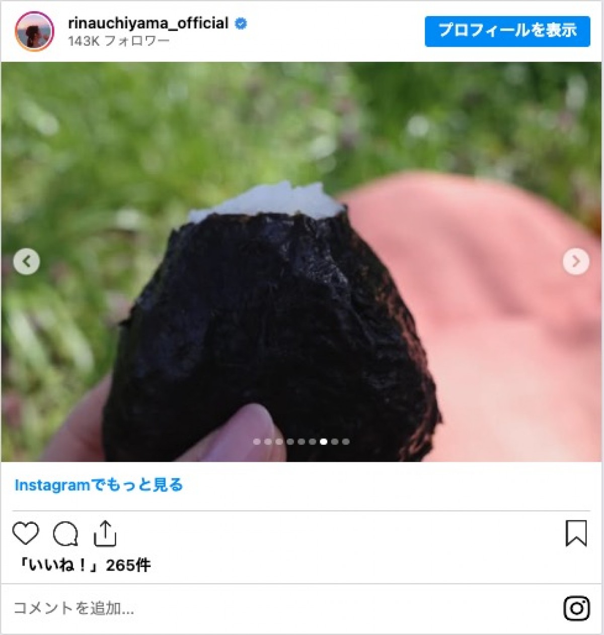 内山理名「桜を見に家族でピクニック」　夫は吉田栄作　“手作り弁当”も披露