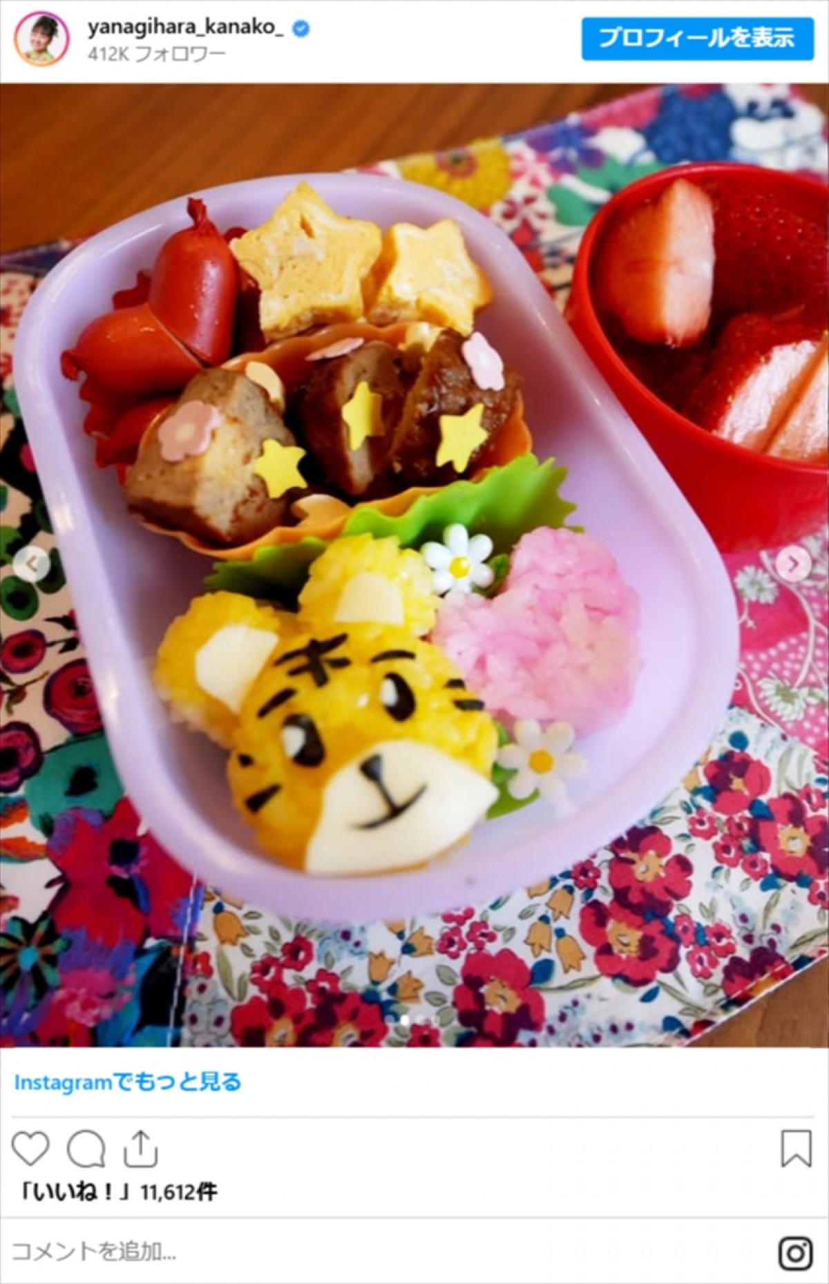 柳原可奈子、脳性まひ公表・長女への“手作りキャラ弁”が「最高にカワイイ」「愛情いっぱい」