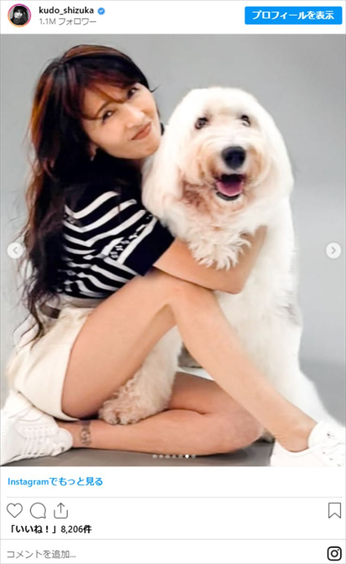 工藤静香、ショーパンで美スタイル全開　愛犬との別れを振り返る