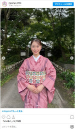 名探偵津田とついに口づけを交わした美女！　かわいらしい着物姿オフショット　※「森山未唯」インスタグラム