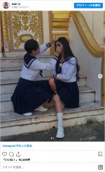 Koki，イモトアヤコのメイクで“太眉”に　※「Koki，」インスタグラム