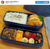 小倉優子、長男の“お肉多めのお弁当”を公開　※「小倉優子」インスタグラム
