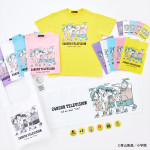 『24時間テレビ48‐愛は地球を救う‐』より（中央上から時計回りに）チャリTシャツ、ジッパーバッグ（5枚セット）、クリアファイル、フェイスタオル、チャリTシャツ復刻 布缶バッジ、チャリティーバッグ、ハンディファン