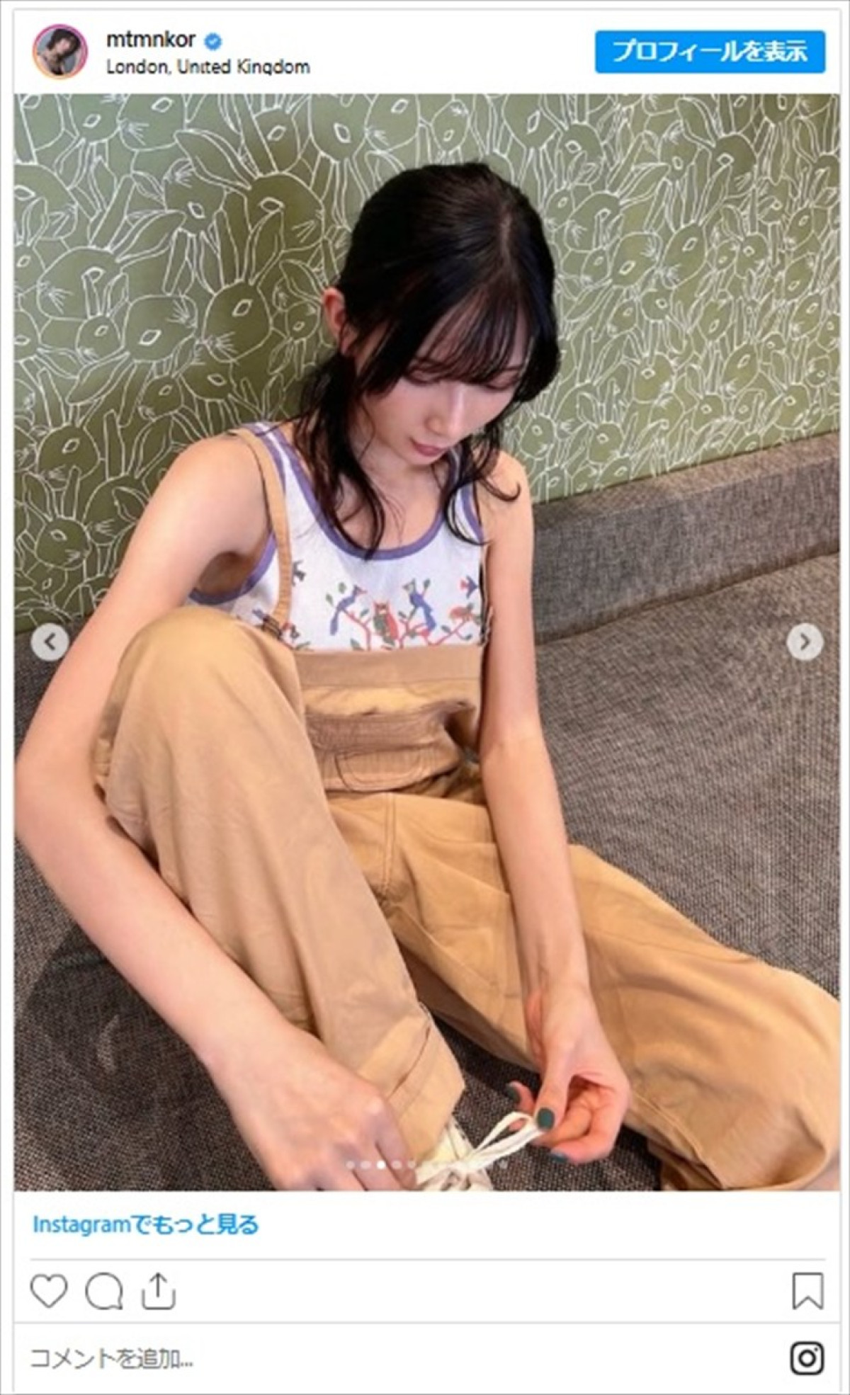 元AKB48・光宗薫、タンクトップがかわいい“オール古着”ショットに絶賛集まる