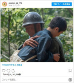 第59回で戦死した田川岩男（濱尾ノリタカ）、岩男を撃ったリン（渋谷そらじ） ※『あんぱん』公式インスタグラム
