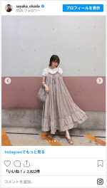 岡田紗佳のガーリーな衣装ショットがかわいすぎ　※「岡田紗佳」インスタグラム