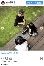 田村淳、娘たちと“おうち田植え”に挑戦　※「田村淳」インスタグラム