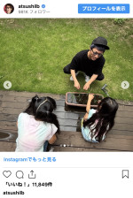田村淳、娘たちと“おうち田植え”に挑戦　※「田村淳」インスタグラム