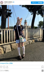 ディズニーシーでの金髪×猫耳姿がかわいすぎる麻倉瑞季　※「麻倉瑞季」インスタグラム