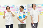 「ラヴィット！ロック 2025」終了後に囲み取材に応じた（左から）南波雅俊アナウンサー、おだみょん（おいでやす小田）、相席スタート・山添寛