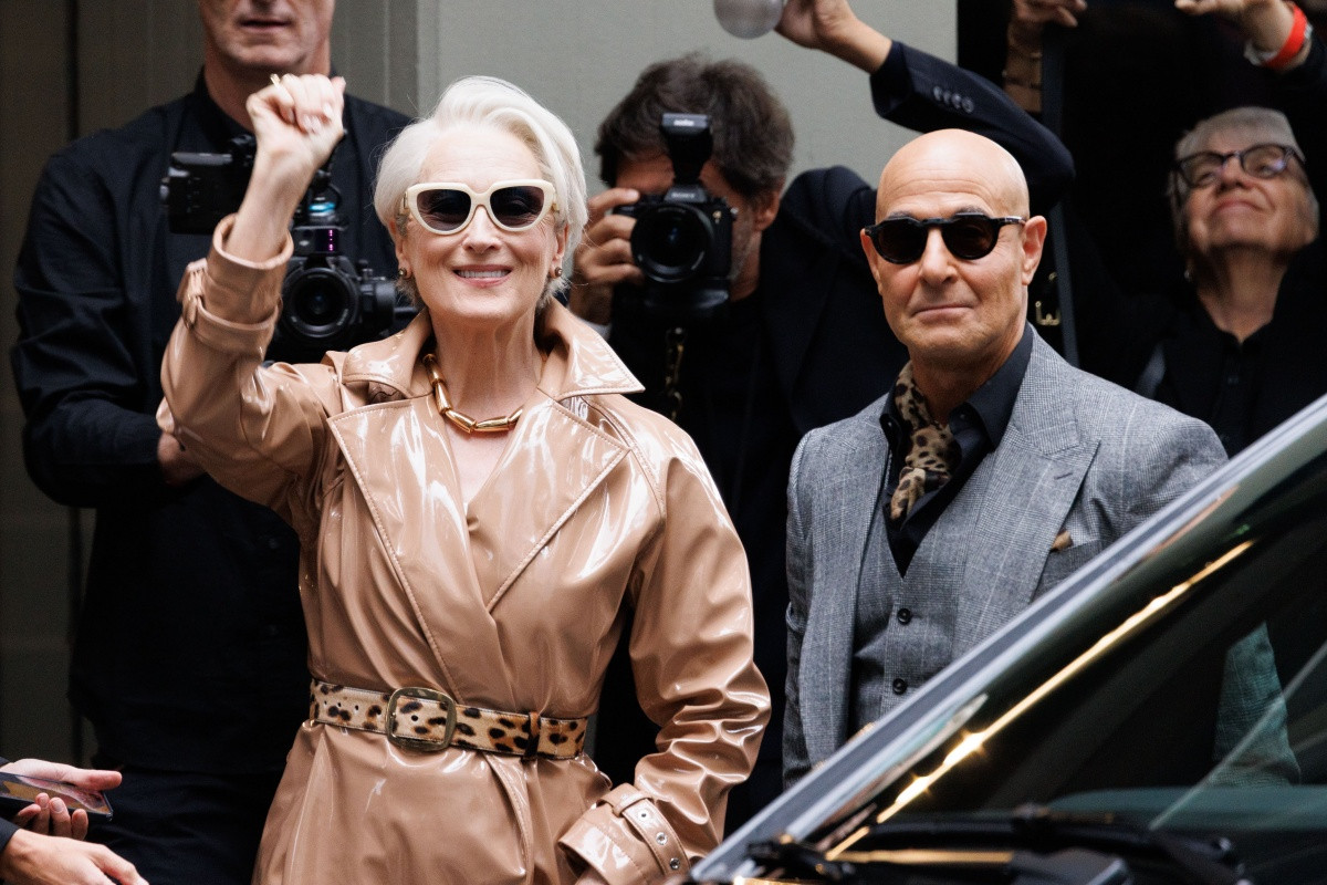 『プラダを着た悪魔2』メリル・ストリープがミラノ・ファッション・ウィークで撮影！　モデルのアナ・ウィンターと対面を果たす