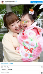 かわいらしい家族和装ショットで次女の七五三に臨んだ柳原可奈子　※「柳原可奈子」インスタグラム