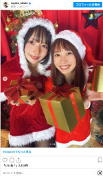 “おかぴ”岡田紗佳のサンタコスが倍満級にかわいい　※「岡田紗佳」インスタグラム