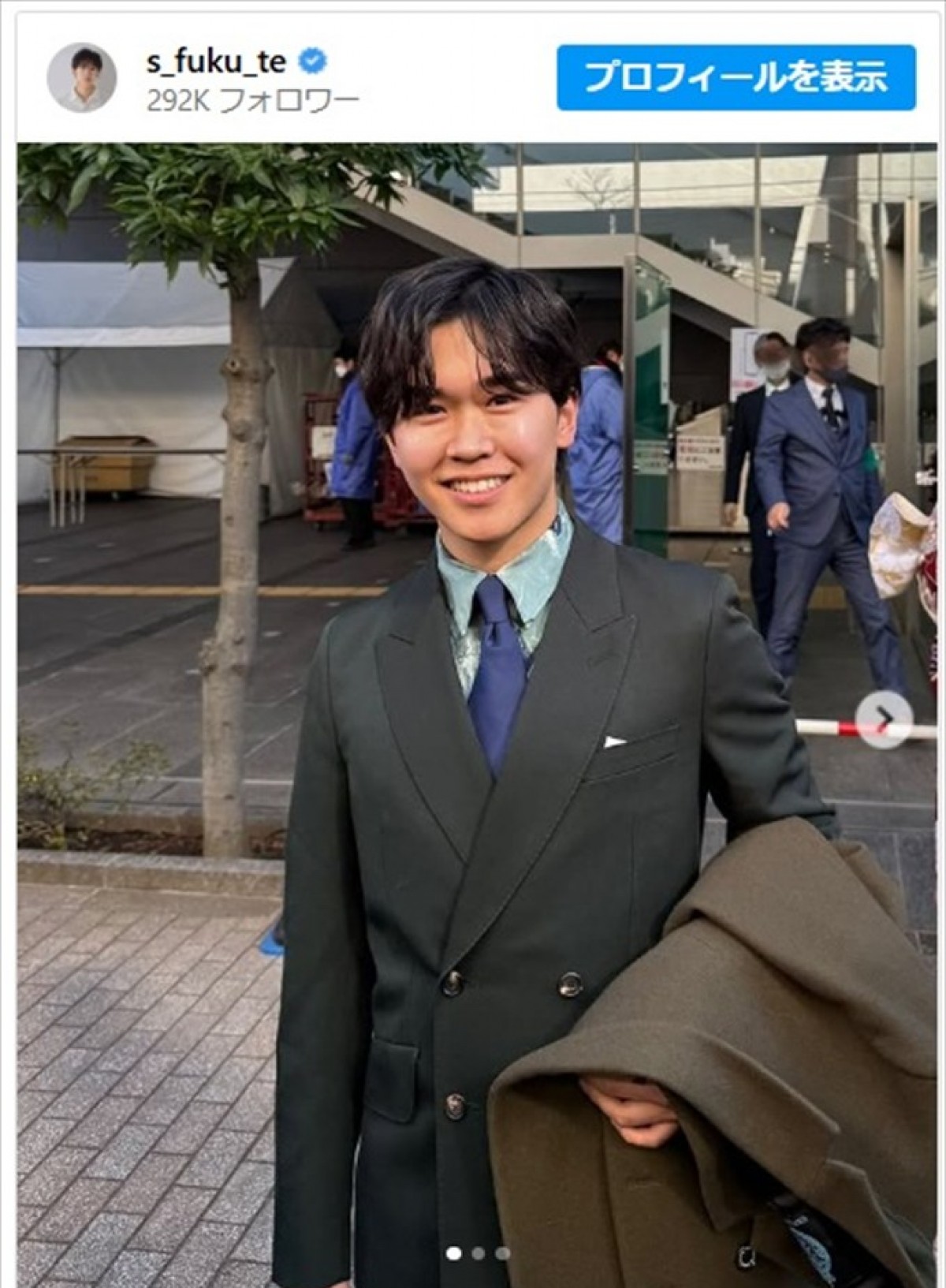 鈴木福、カッコいい近影に反響集まる　※「鈴木福」インスタグラム
