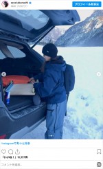 高梨沙羅、雪道で運転　※「高梨沙羅」インスタグラム