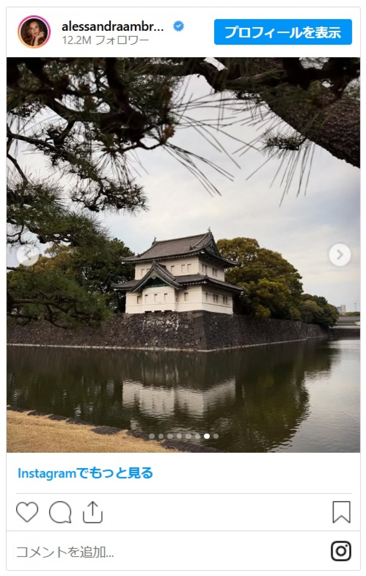 元ヴィクシーモデルが来日！桜が咲く皇居を探索し「こんにちは」と日本語で投稿
