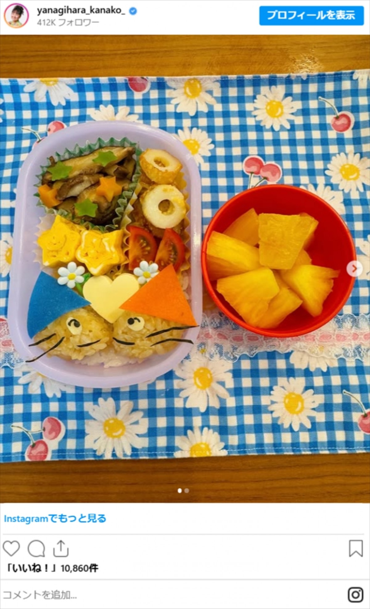 柳原可奈子、脳性まひ公表・長女への“手作りキャラ弁”が「最高にカワイイ」「愛情いっぱい」