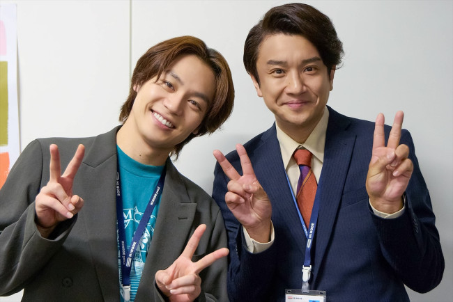 ドラマ『人事の人見』より(左から)主演の松田元太(Travis Japan)、第7話ゲスト・長谷川純