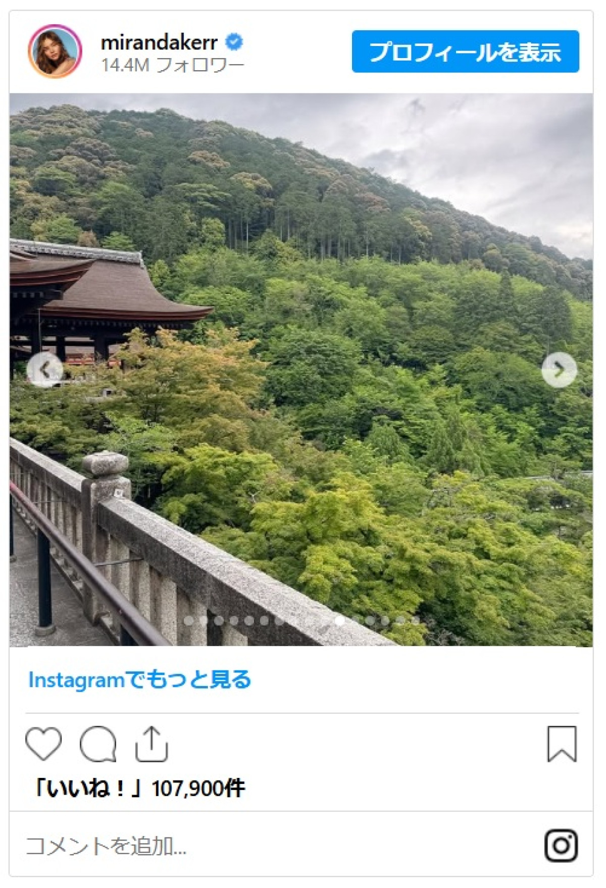 ミランダ・カー夫妻が来日　京都で撮影した写真を大量にシェア！