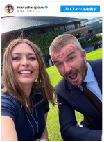 【写真】相変わらず美しい！　マリア・シャラポワとデヴィッド・ベッカムがウィンブルドンでツーショット！