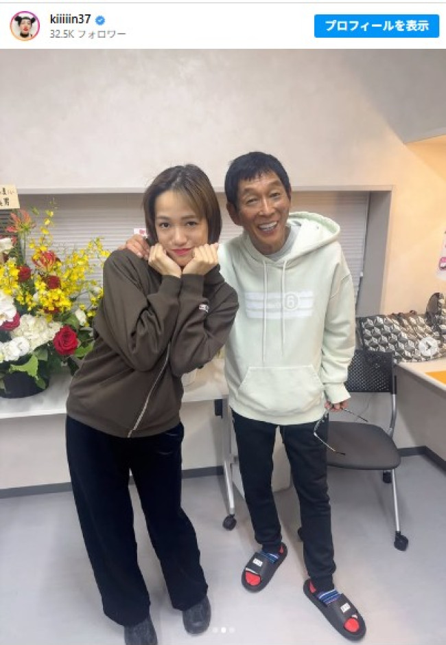 金原早苗、“お笑い怪獣”明石家さんまとの2ショットを公開　※「金原早苗」インスタグラム