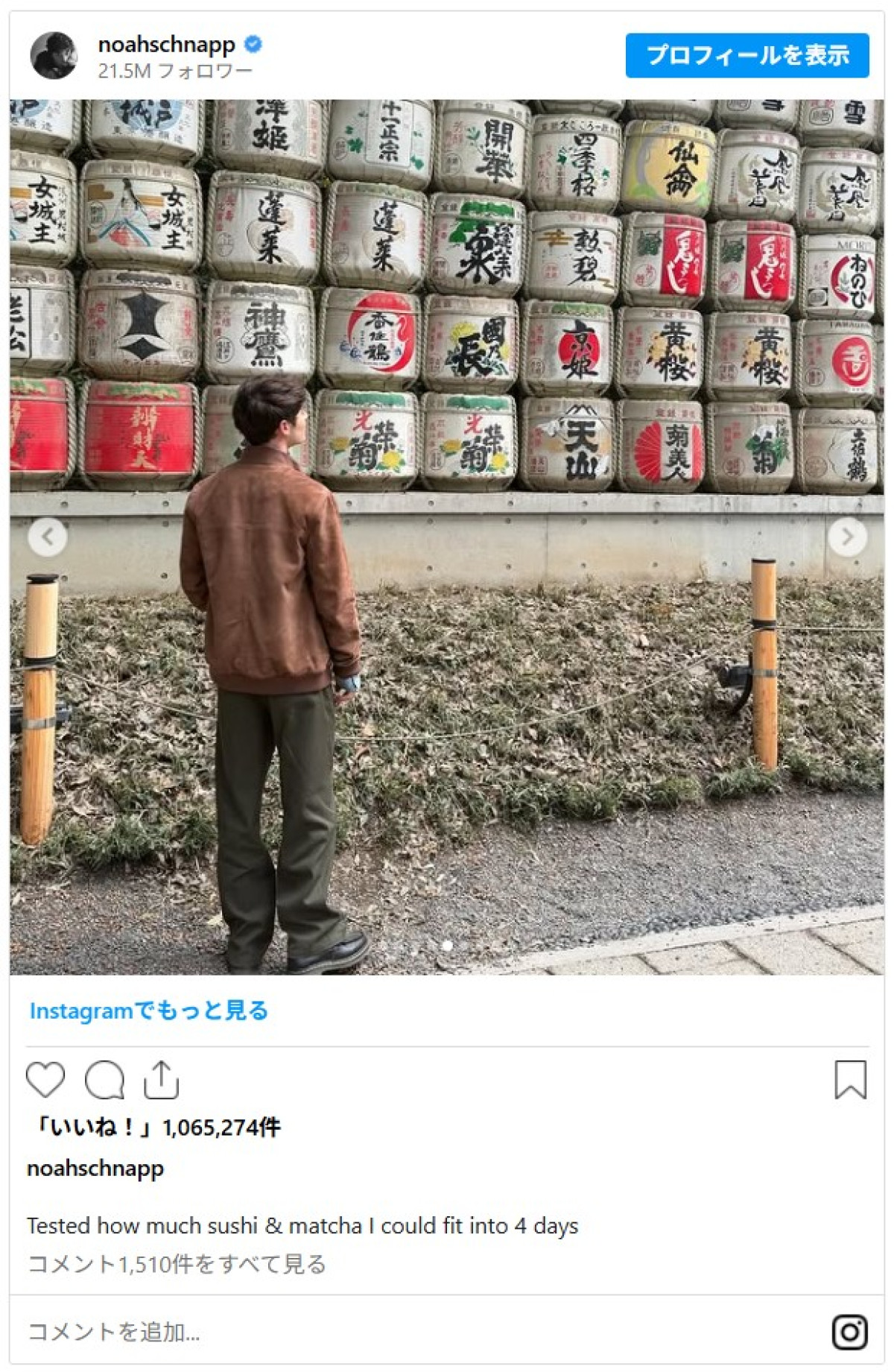 東京タワーに明治神宮＆グルメも　『ストレンジャー・シングス』ノア・シュナップ、来日思い出フォト投稿