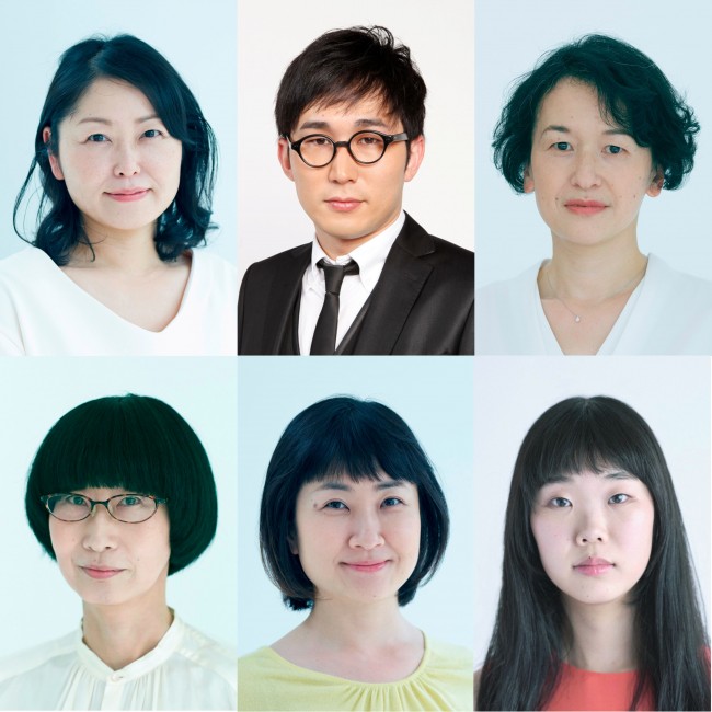 平凡パンチラインvol.1『Wife is miracle~世界で一番アツい嫁~』に出演する(上段左から)池津祥子、シソンヌじろう、伊勢志摩、(下段左より)宍戸美和公、猫背椿、中井千聖