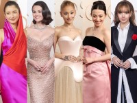 （左から）伊藤詩織監督、セレーナ・ゴメス、アリアナ・グランデ、マイキー・マディソン、リサ（BLACKPINK）　第97回アカデミー賞授賞式レッドカーペットにて