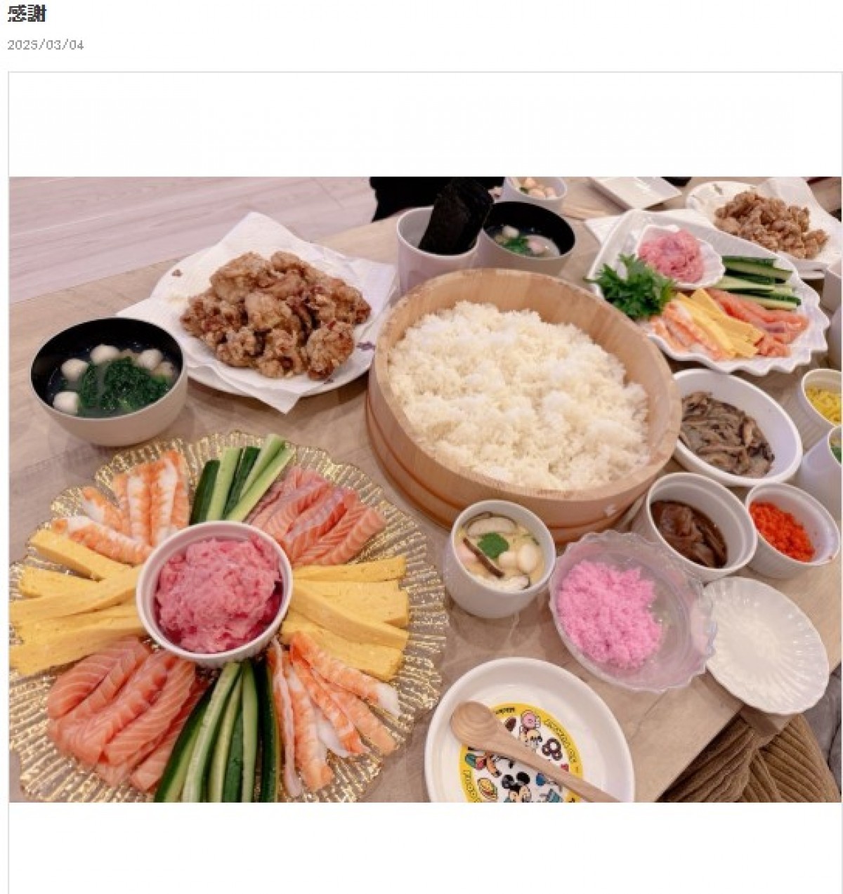 芸能人の手作り“ひな祭り”グルメがすごい！　「美味しそう」」「盛り付けも完璧」の声