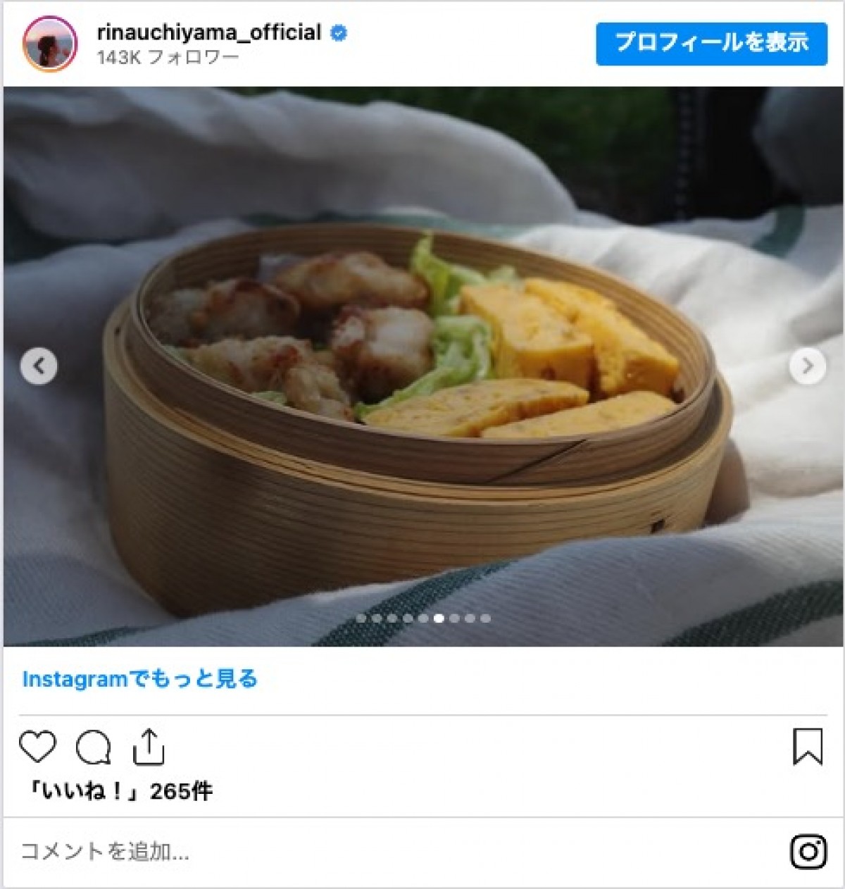 内山理名「桜を見に家族でピクニック」　夫は吉田栄作　“手作り弁当”も披露