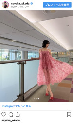岡田紗佳、シースルードレス姿を披露　※「岡田紗佳」インスタグラム