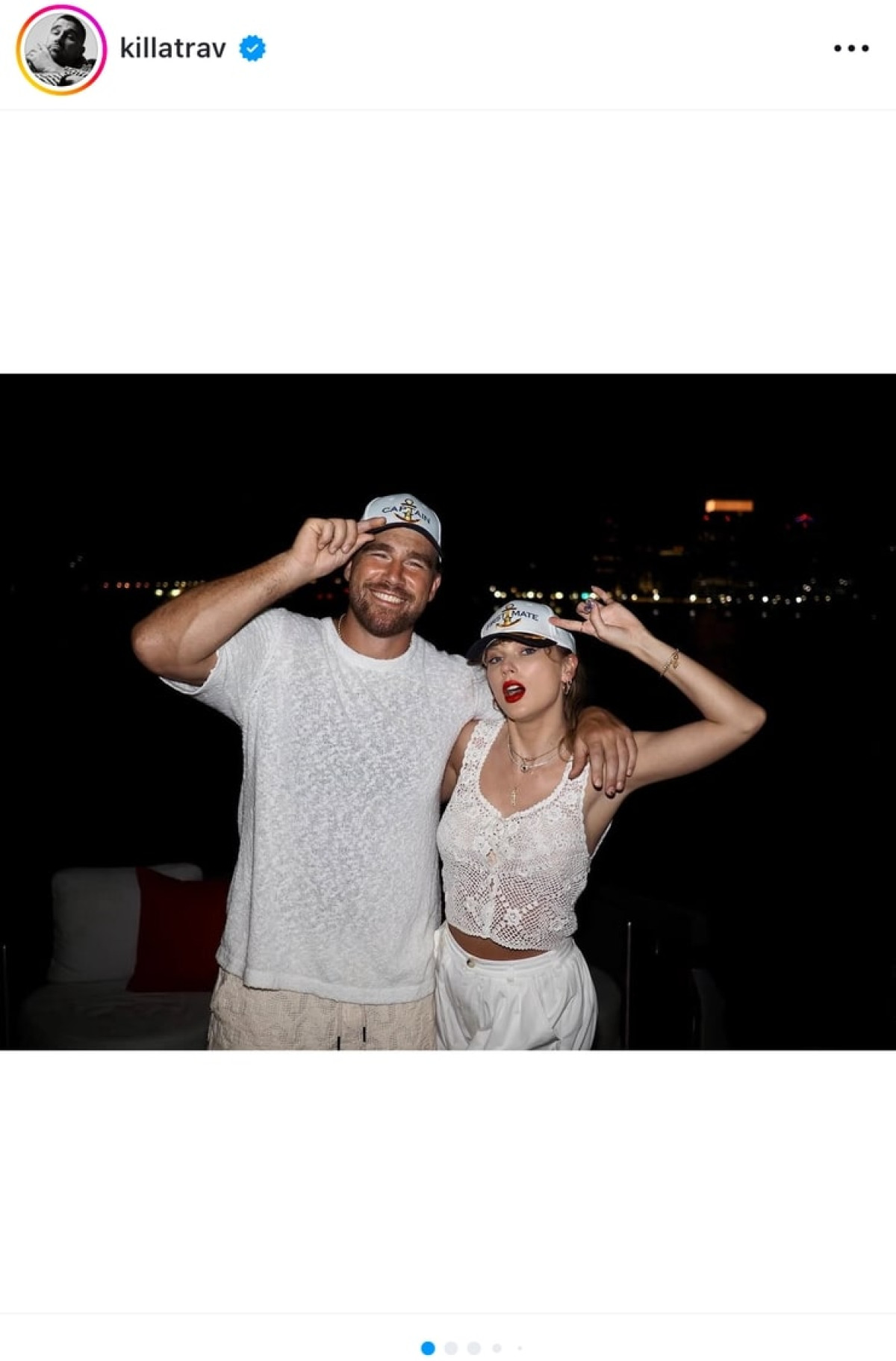 トラビス・ケルシー、テイラー・スウィフトとのプライベート写真を初公開!※「Travis Kelce」インスタグラム