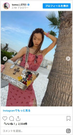 板野友美、ピンクのワンピースがかわいい夏女ショットを公開　※「板野友美」インスタグラム