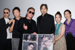 映画『法廷の死神』公開記念舞台あいさつに登壇した（左から）山口祥行、崔哲浩、小沢仁志、青柳翔、辻凪子、文音