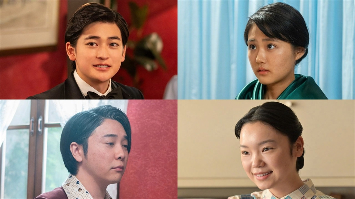連続テレビ小説『あんぱん』特別編で主人公を務める（上段左から）高橋文哉、原菜乃華、（下段左から）大森元貴、古川琴音