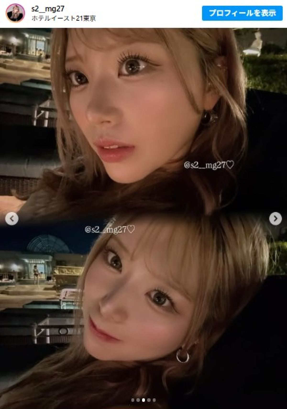 姫澤めぐ、スタイル抜群の水着姿でナイトプール降臨 ※「姫澤めぐ」インスタグラム