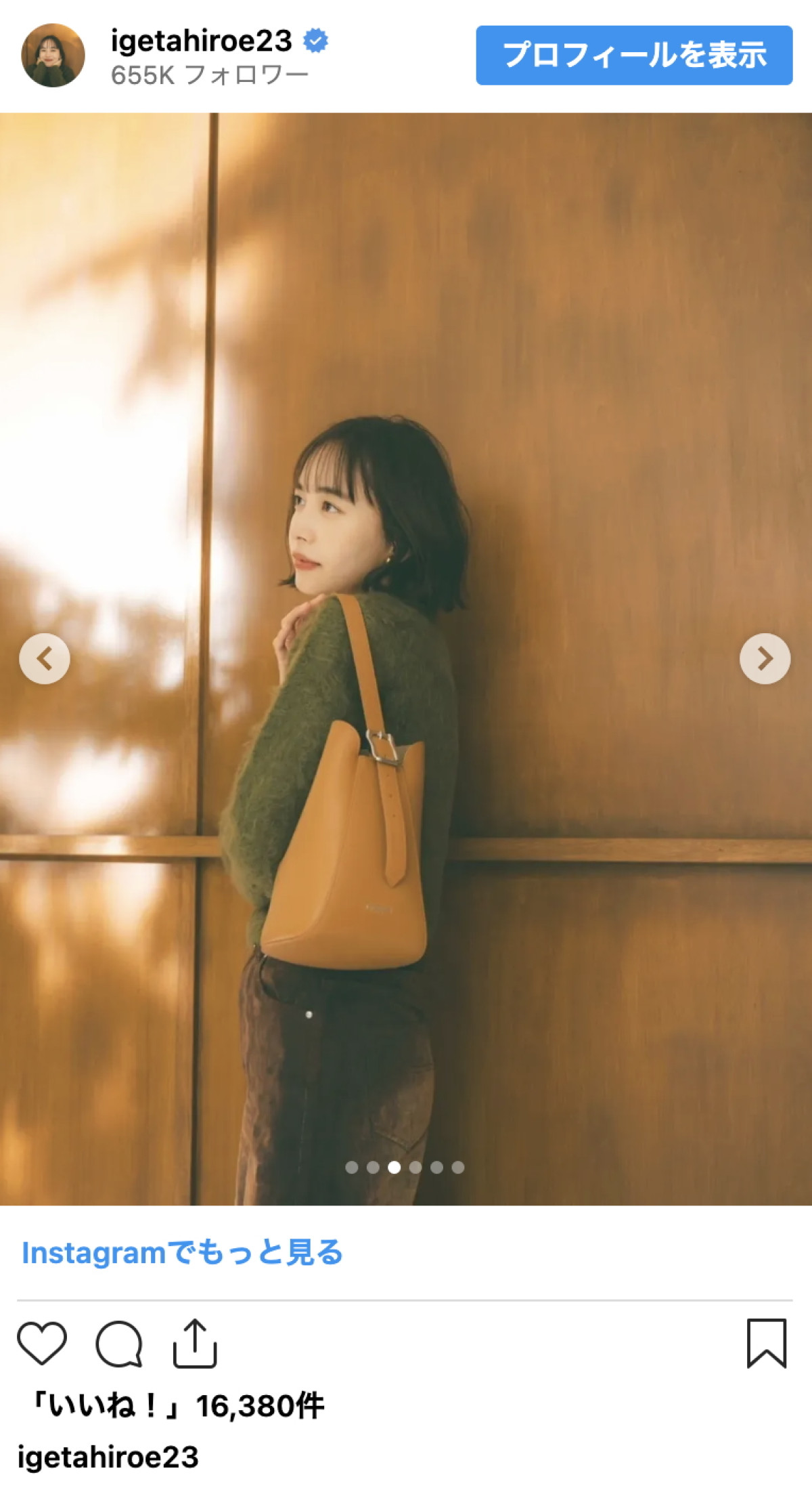 井桁弘恵、秋コーデで大人可愛さ全開「最高に綺麗」「美人過ぎる～」