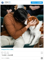 大谷翔平、MVP発表でデコピンにキス　※「ドジャース」インスタグラム