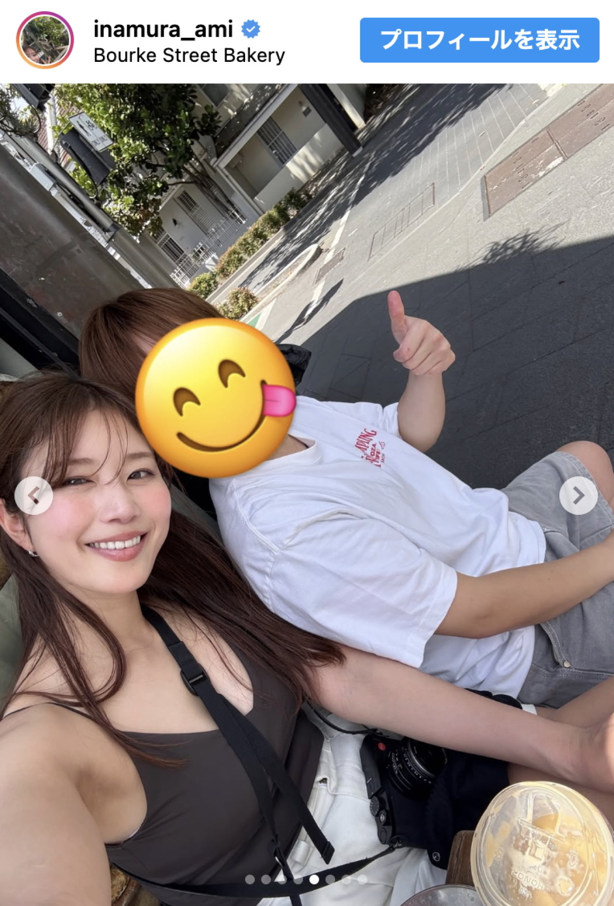 「目のやり場に…」稲村亜美、肩ひも極細なキャミ姿で海外満喫「芸能人の中で一番美人」