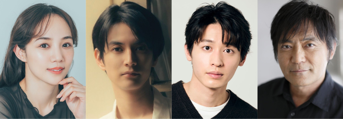 舞台『Yerma イェルマ』に出演する（左から）咲妃みゆ、渡邊圭祐、小林亮太、渡辺いっけい